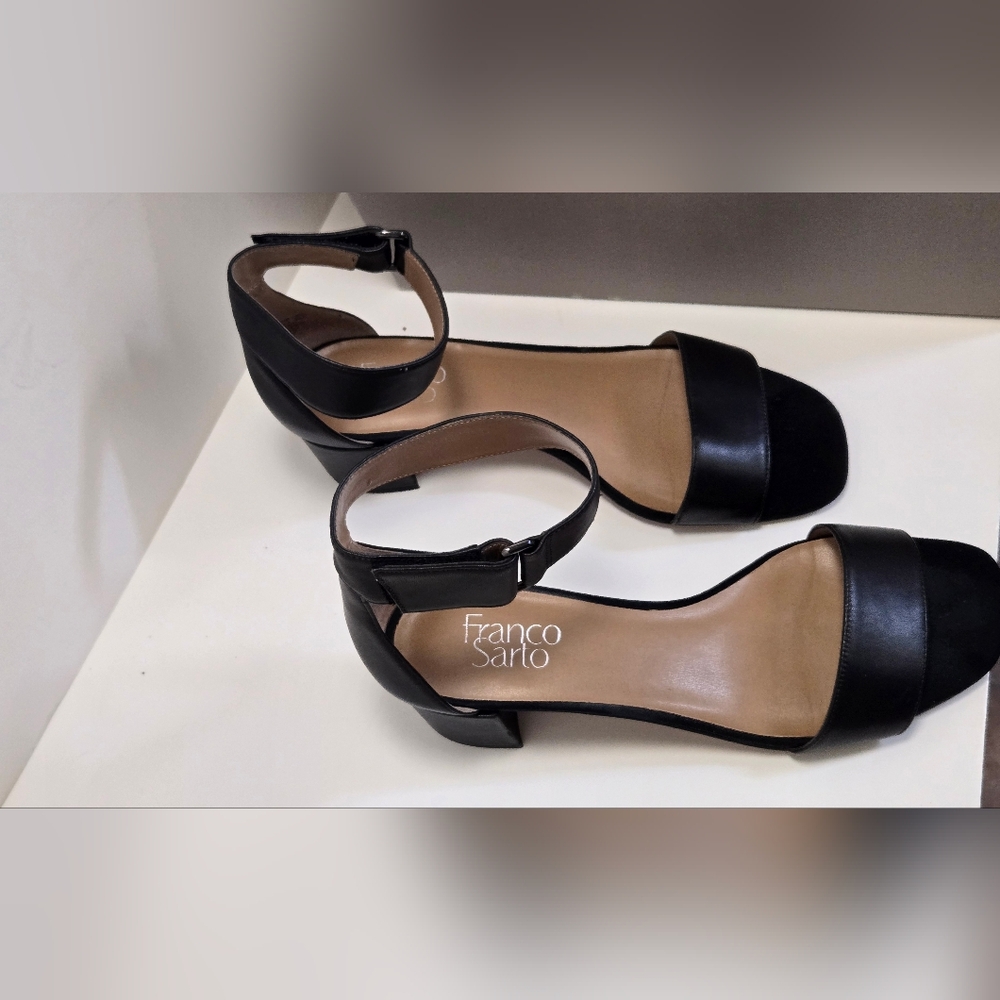 Franco Sarto Black Ankle Strap Heels. 8.5 Size